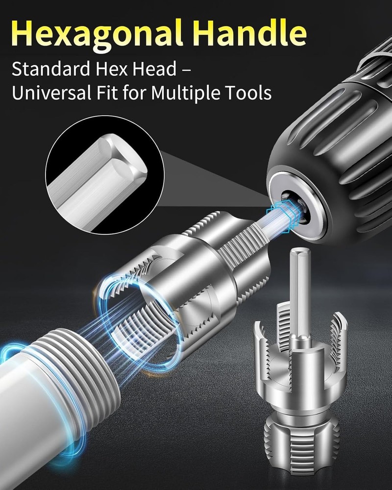 Dual-Function PVC Pipe Threader for Drill - 1/2'' & 3/4'' Compatible Tools
