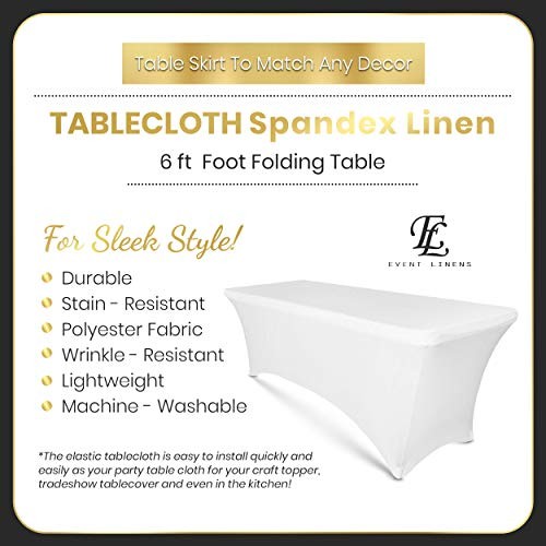 Luxury Collection 6ft Tablecloth Rectangular Spandex Linen - Table Cloth White