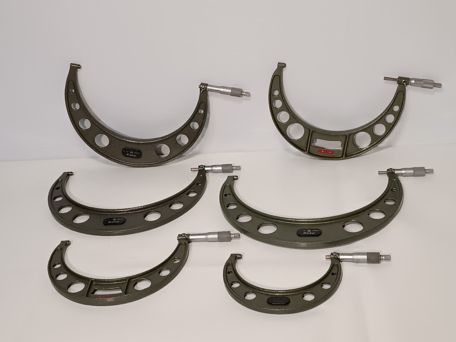 Mitutoyo Outside Micrometer Set, 6 Sizes, 5" - 11" Overall Range, .0001" Grad