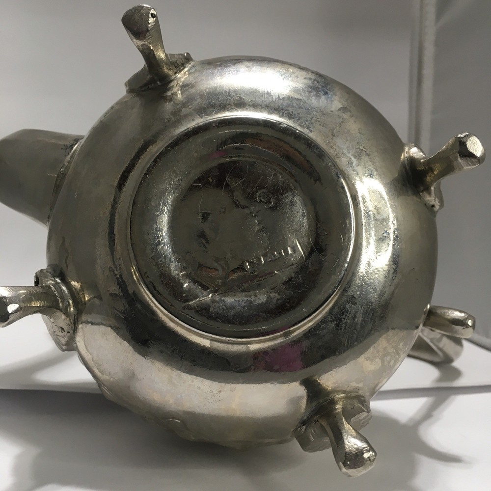 Early 20th Century Silver Plated Teapot Rococo Pattern Hand Hammered