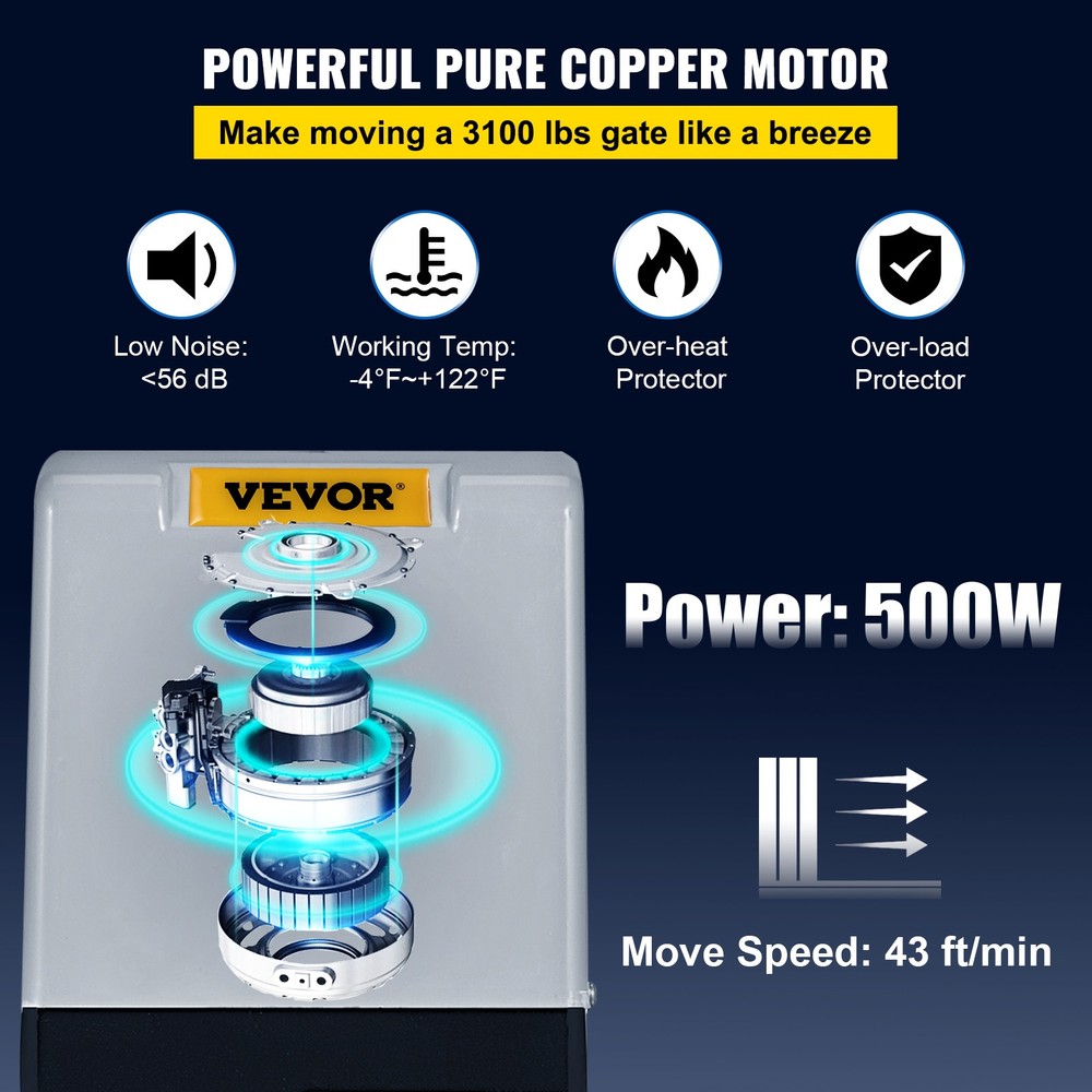 VEVOR Motor Powered Automatic Sliding Gate Opener + Remote Controllers