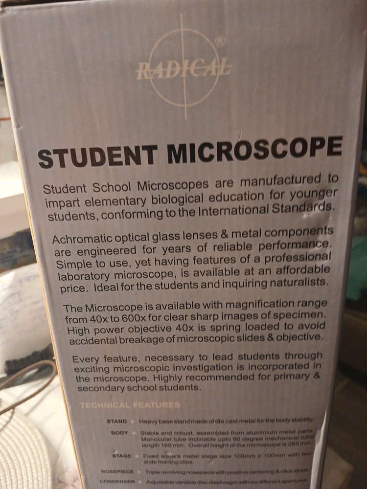 Microscope Student School Radical New In Opened Box RM-1B ELEMENTARY TO Teaching