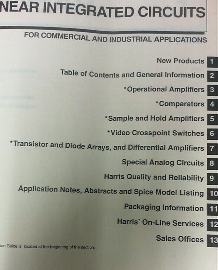 Electronics Manual Harris 1997 Linear IC  Data Book