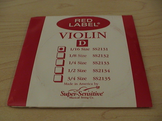 RED LABEL VIOLIN D STRING SS2131 - 1/16 SIZE NEW!
