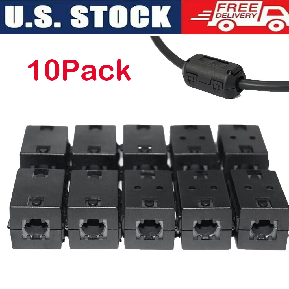 10 Pcs Ferrite Beads Clip-on Ring Core RFI EMI Noise Filter Clamp Choke Coil Hot