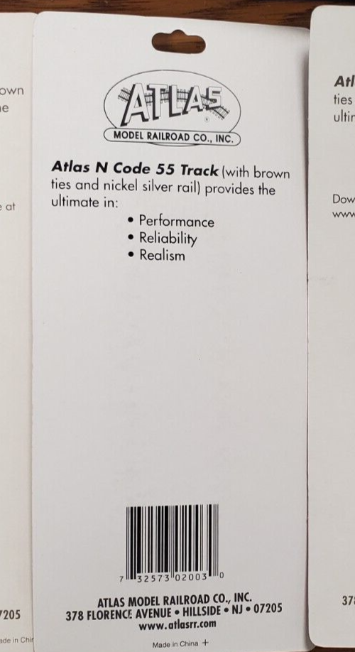 Atlas 2003 N Scale Code 55 4.25" Straight Track (6) pcs