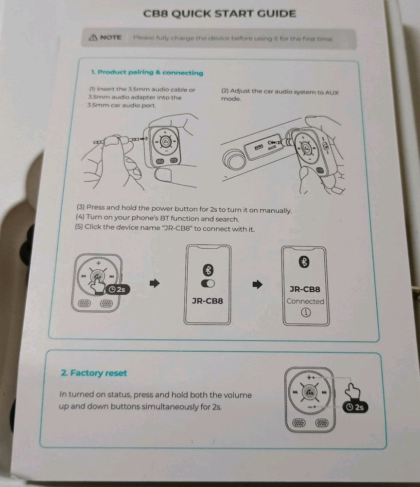 JOYROOM JR-CB8 Black Bluetooth 5.4 Car Wireless Receiver
