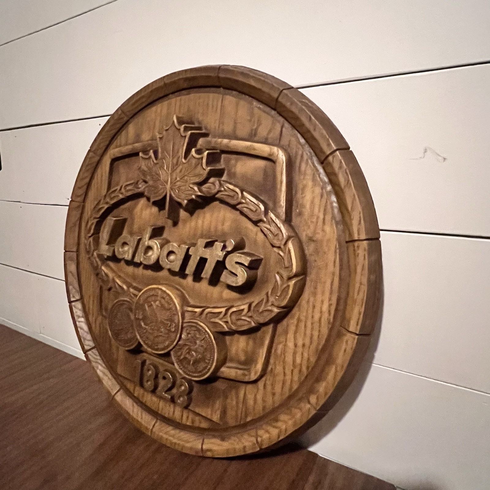 Labatt’s Beer Barrel Wall Sign 19” Vintage 3D Canadian Brewery Bar Decor