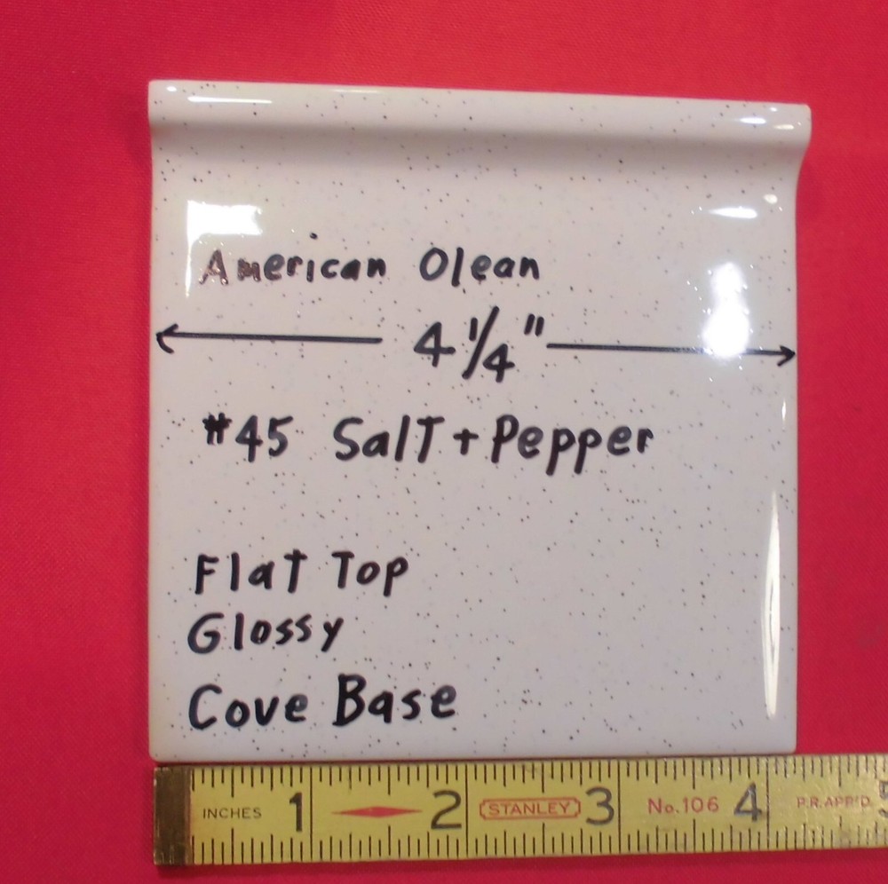 1 pc. Salt & Pepper: stack-on-top Cove/Base Ceramic Tile; 4-1/4" American Olean
