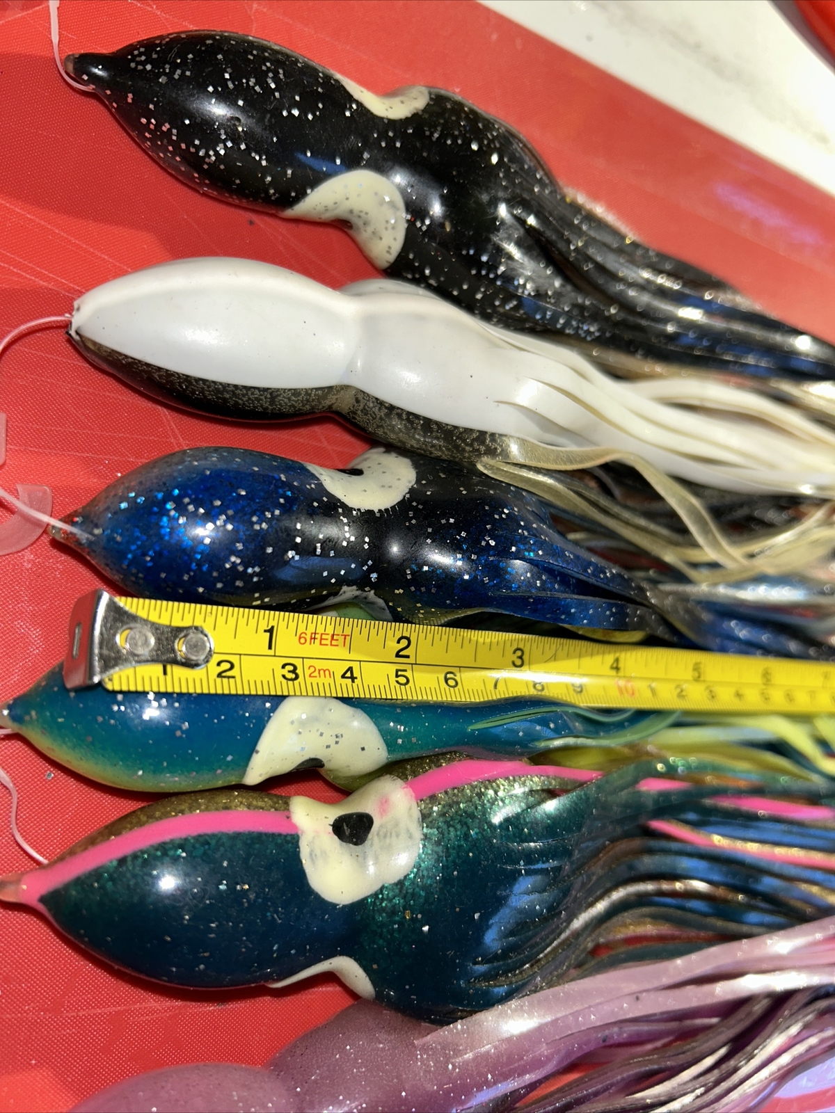 🔥 Lot of (6) 9.5 inch Squid Trolling Skirts. Colors are Random at this price!!