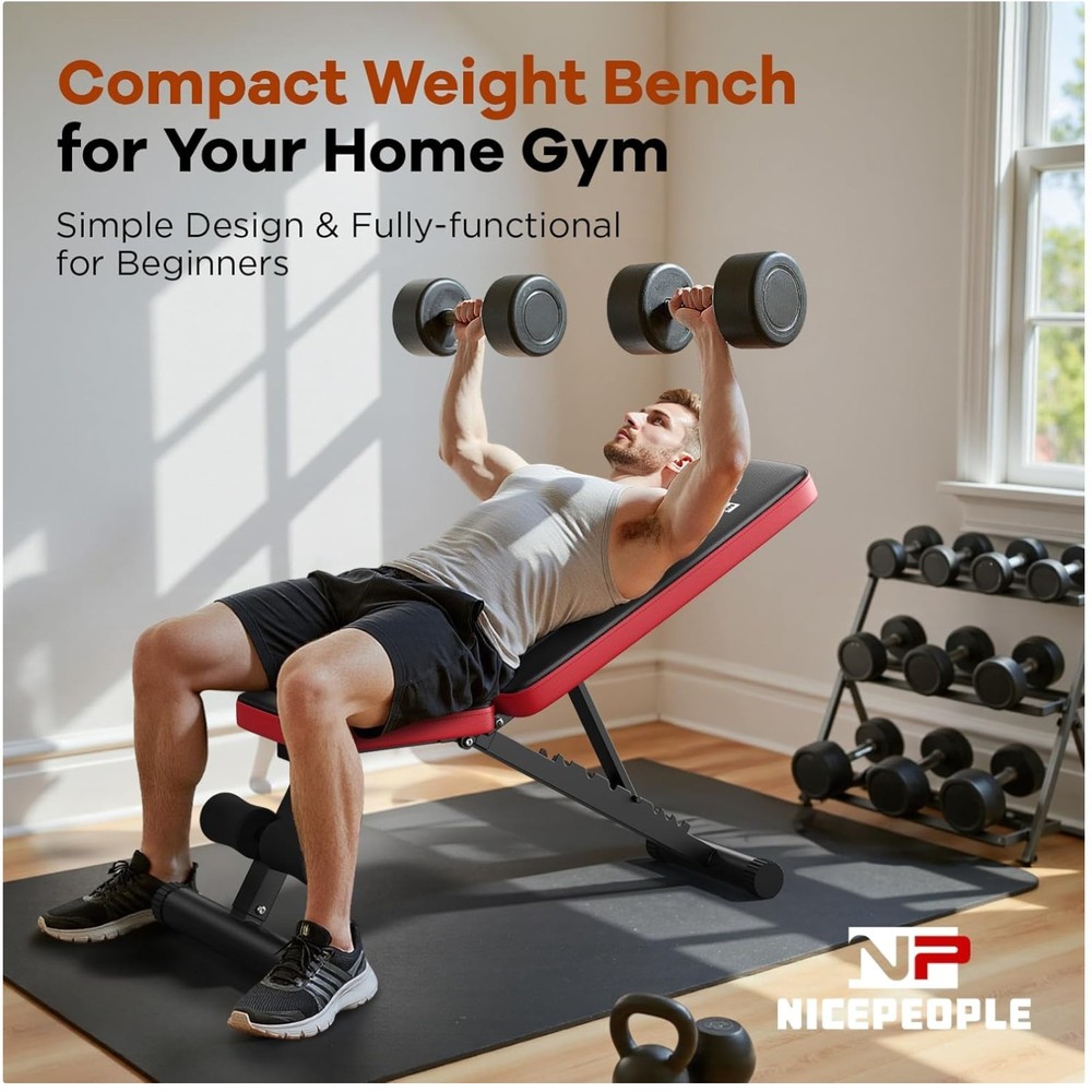 Compact Weight Bench for Home Gym, 660lbs Capacity