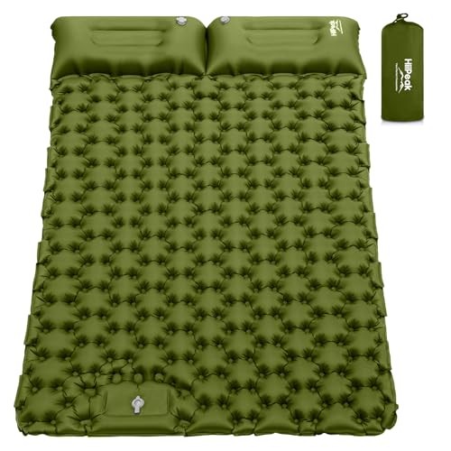 Double Sleeping Pad - Self Inflating 4" Extra-Thick for 2 Person Double Green