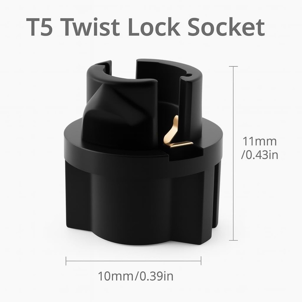 Universal 10pcs T5 Twist Lock Bulb Sockets for Dashboard and Interior Lighting