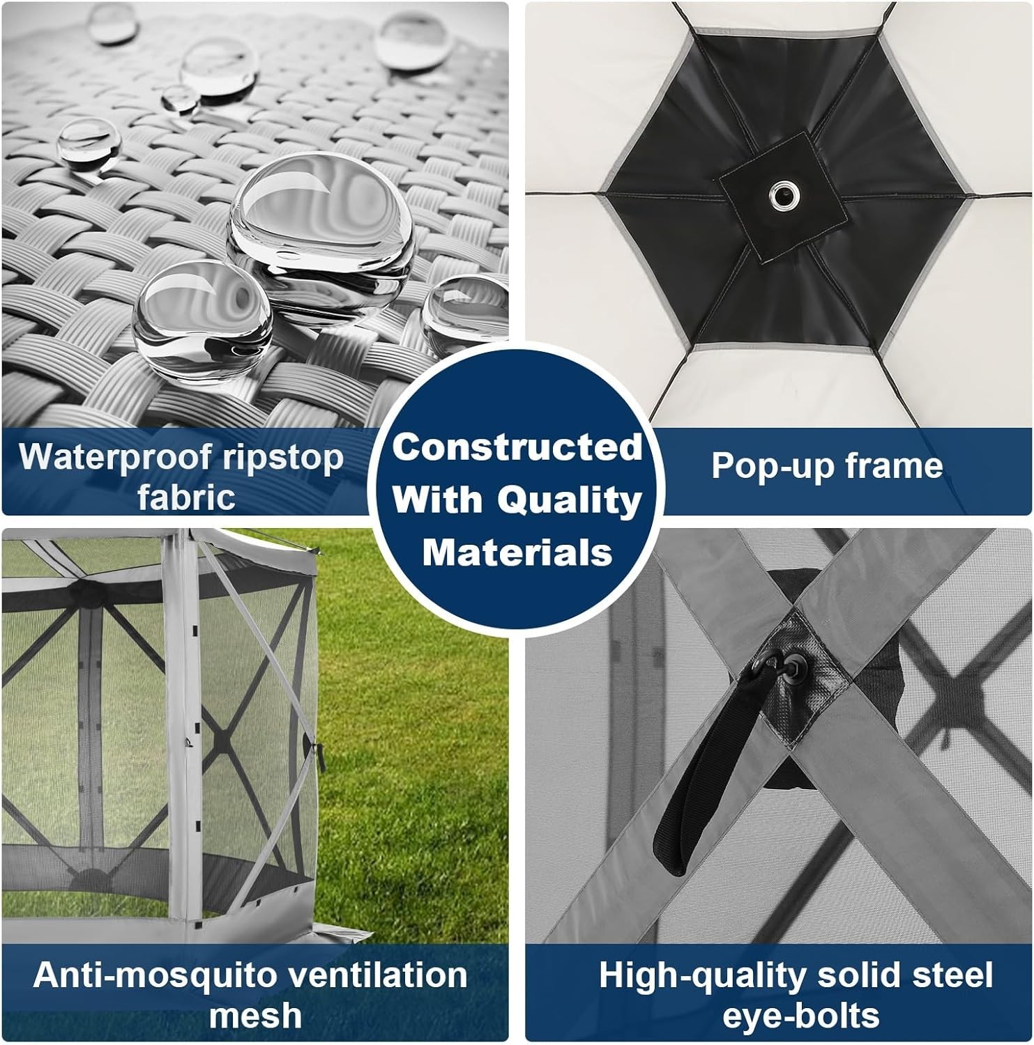 12'x12' Pop up Gazebo Screen Tent Starry Sky Sunshade Screen House for Camping