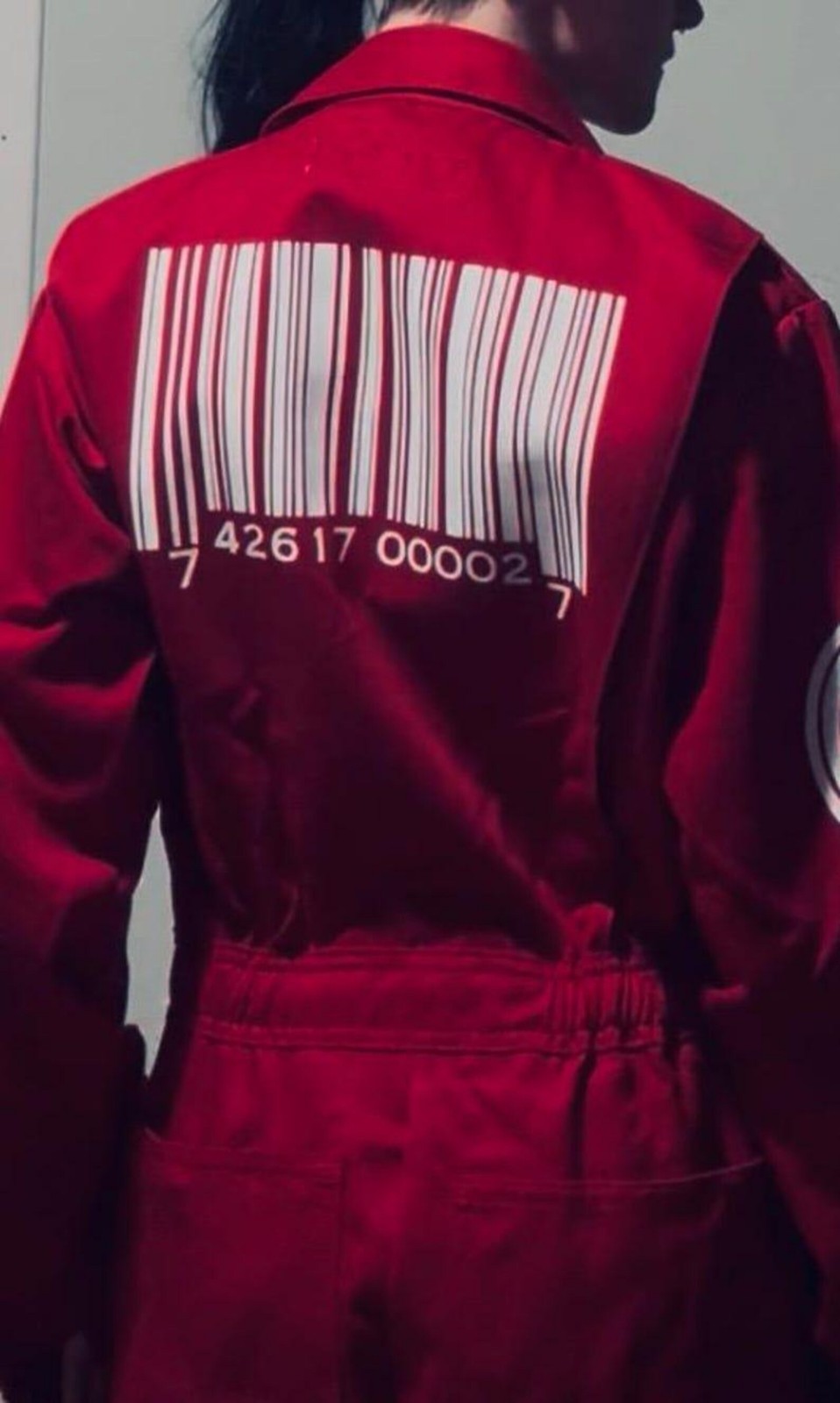 Red Barcode Jumpsuit Industrial Workwear Costume Slipkn Style Coverall