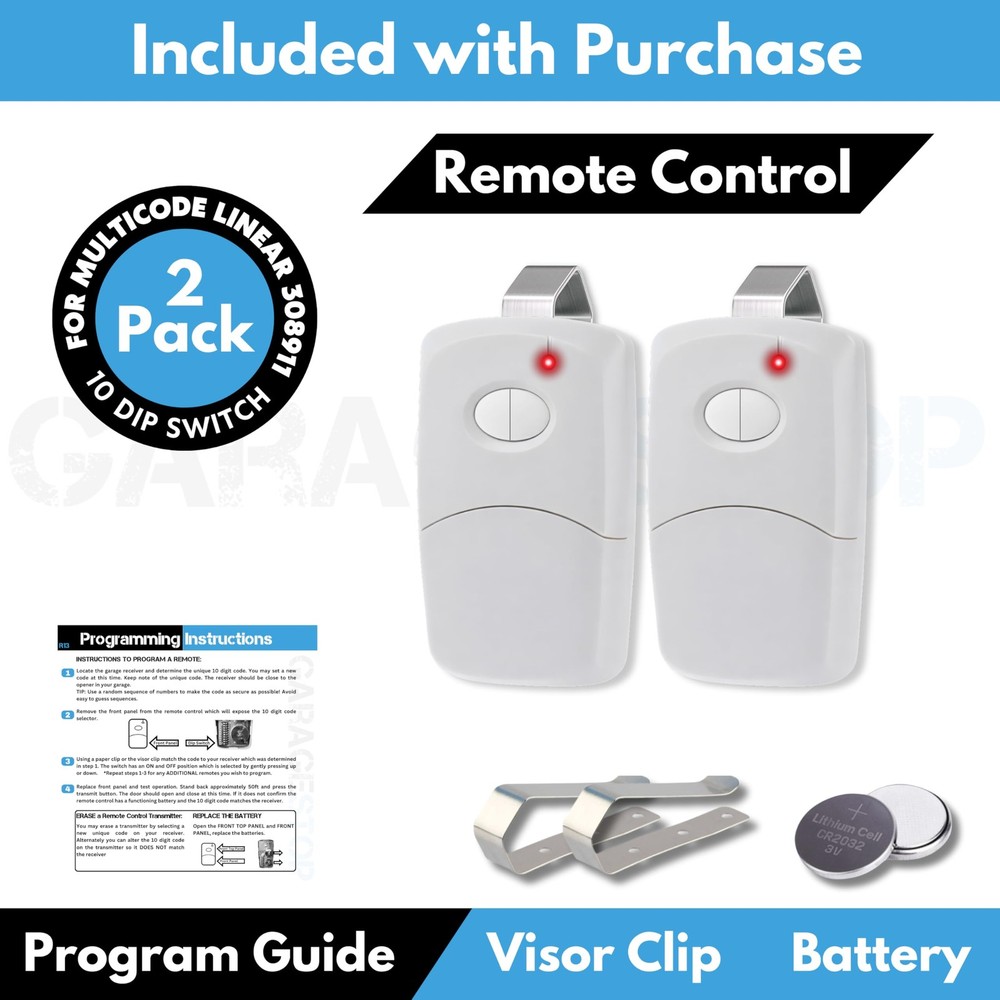 2 for Linear Multi Code Garage Door Opener Remote 3089 MCS412001 2 Button