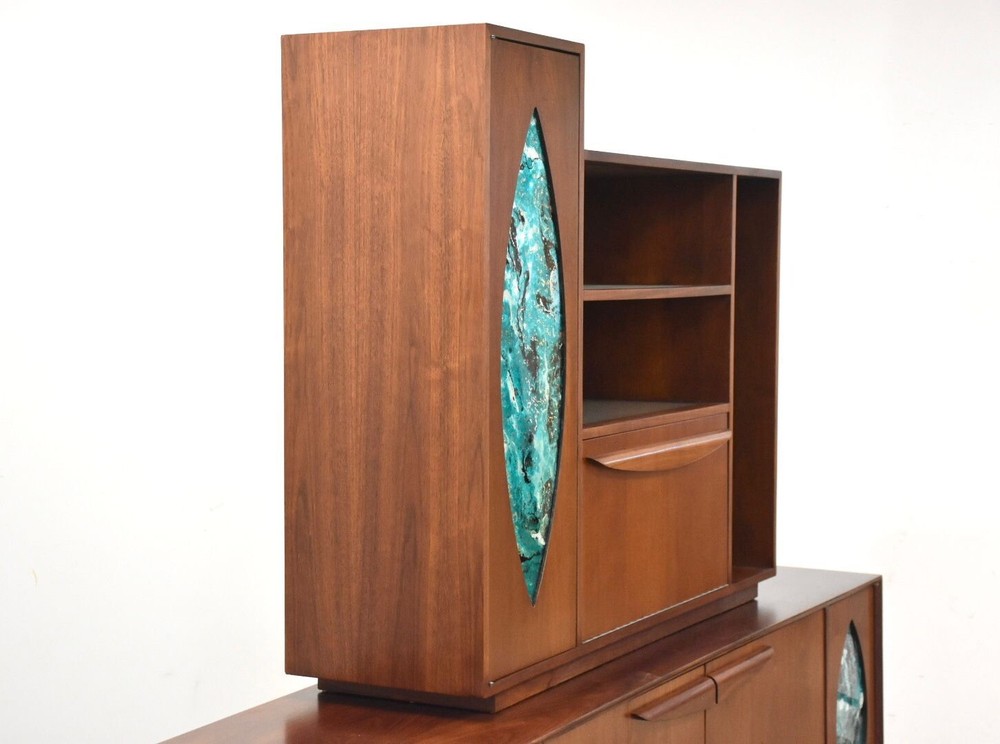 Refinished Walnut Vladimir Kagan Style Sideboard Credenza