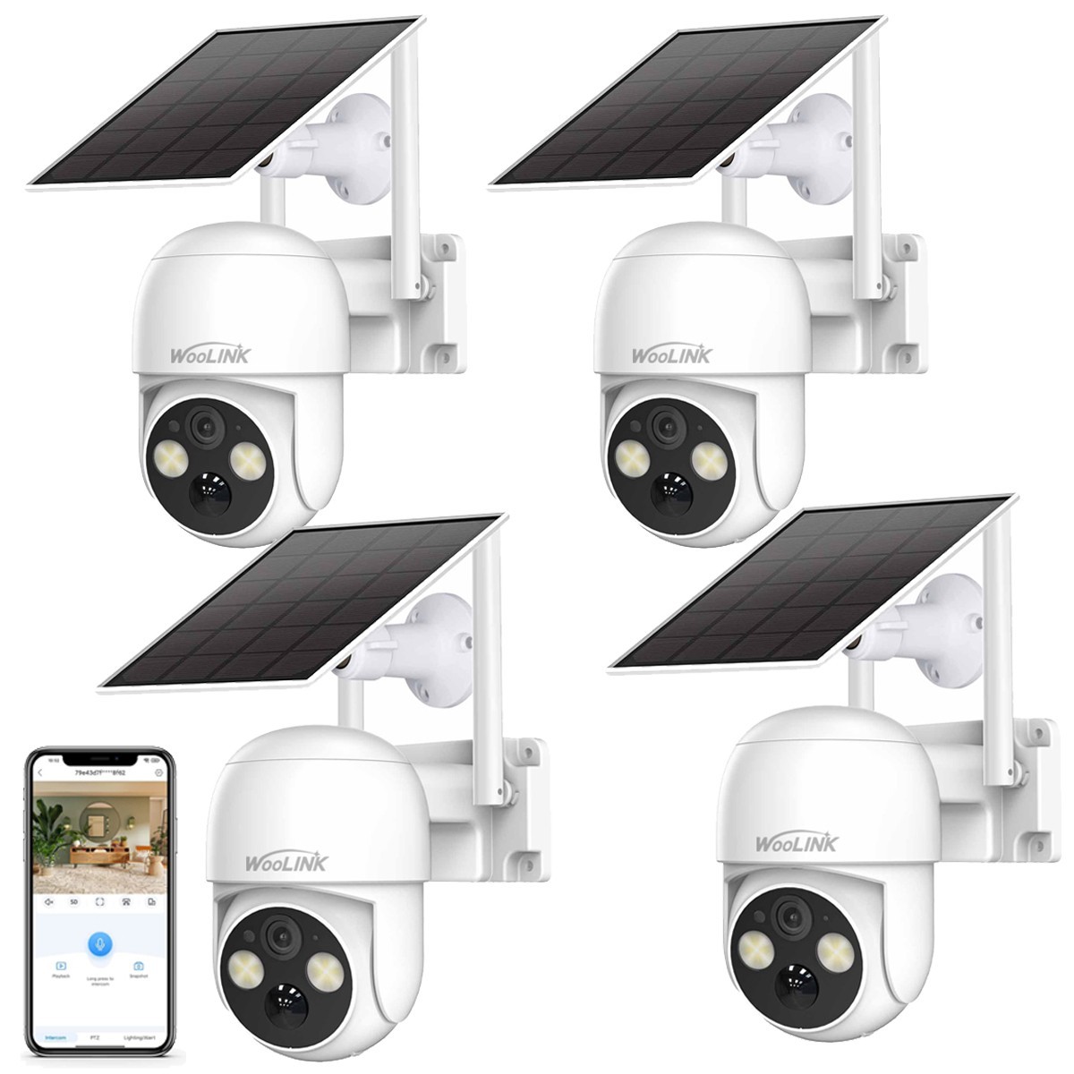4Pcs Wireless Security Camera System Outdoor WiFi 360 Solar Battery Powered IP