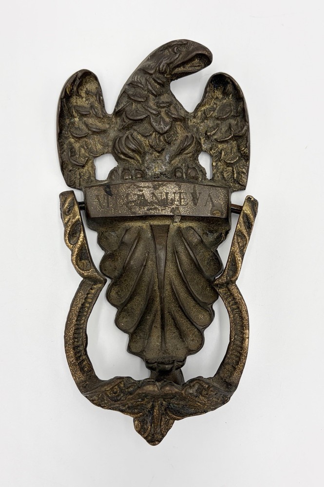 Brass Eagle Door Knocker Engraved Villa Nueve 7”