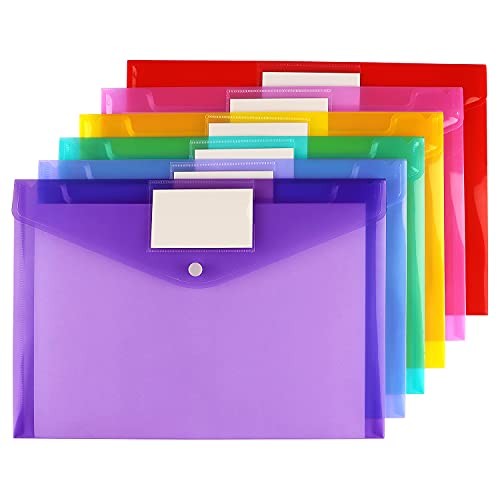 6 Pack Clear Document Folders Plastic Envelopes Poly Envelopes File 6 Color