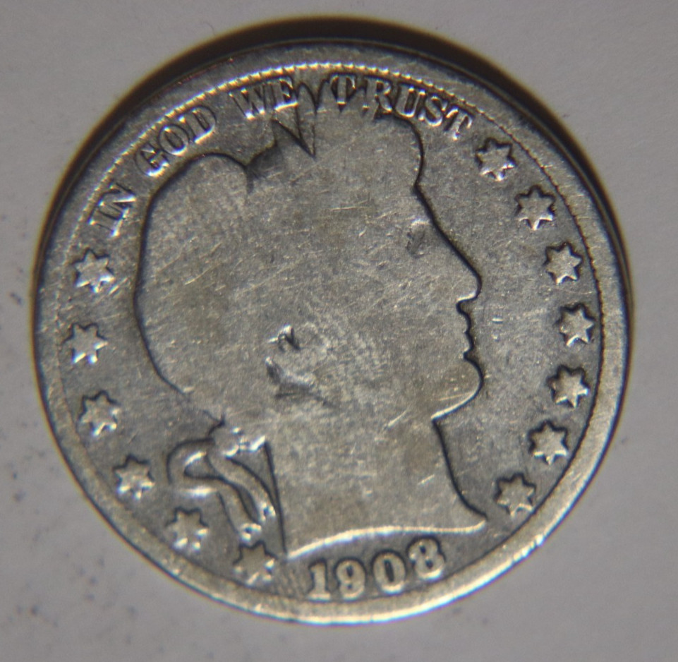1908 D Barber half Dollar 50C cents Coin Silver
