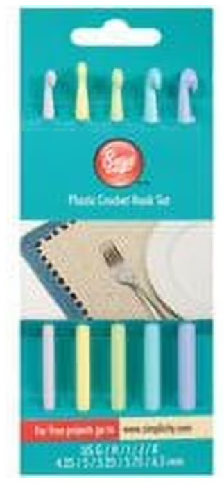 Simplicity Boye Plastic Crochet Hook Set - 5 Color-Coded Hooks - Sizes G to K