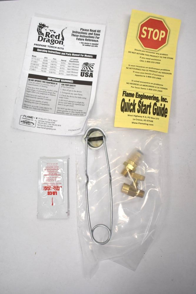 Red Dragon Propane Torch Kit w Tip Fire Starter & Brass Ends Tools USA Made