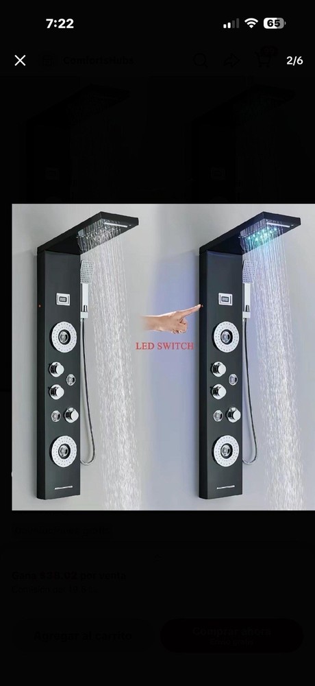 Modern Matte Black LED Shower Panel with Massage Jets, Rainfall, Hand Shower