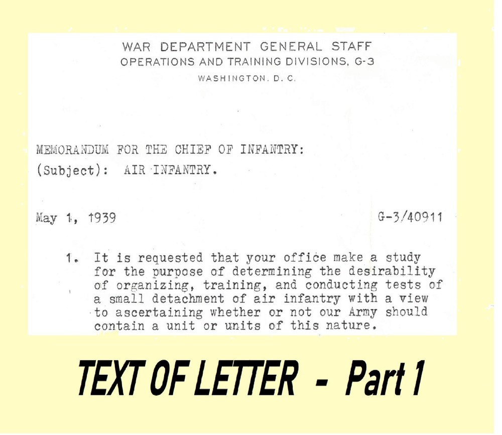 1939 Document for Developing Paratroop Forces- signed by Gen. WILLIAM YARBOROUGH