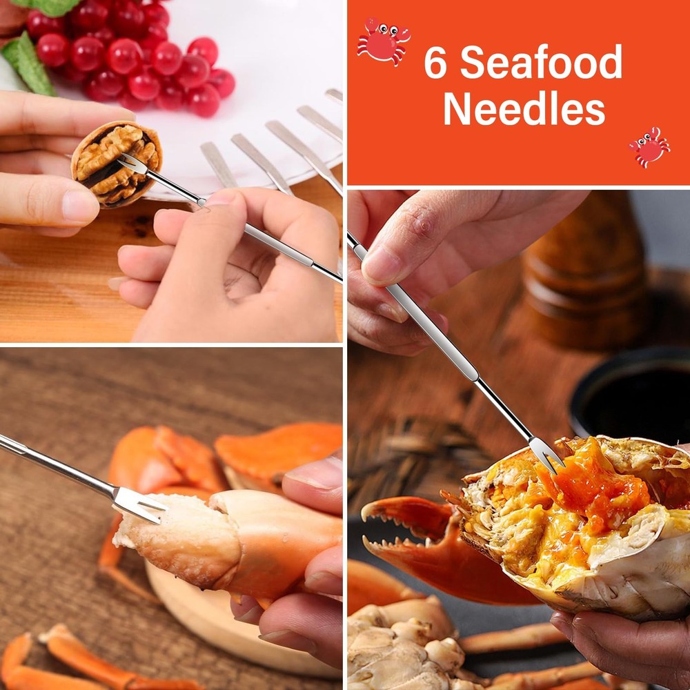 8 Pack Lobster Crackers and Picks Set, Crab Leg Cracker Tools, Stainless Stee...