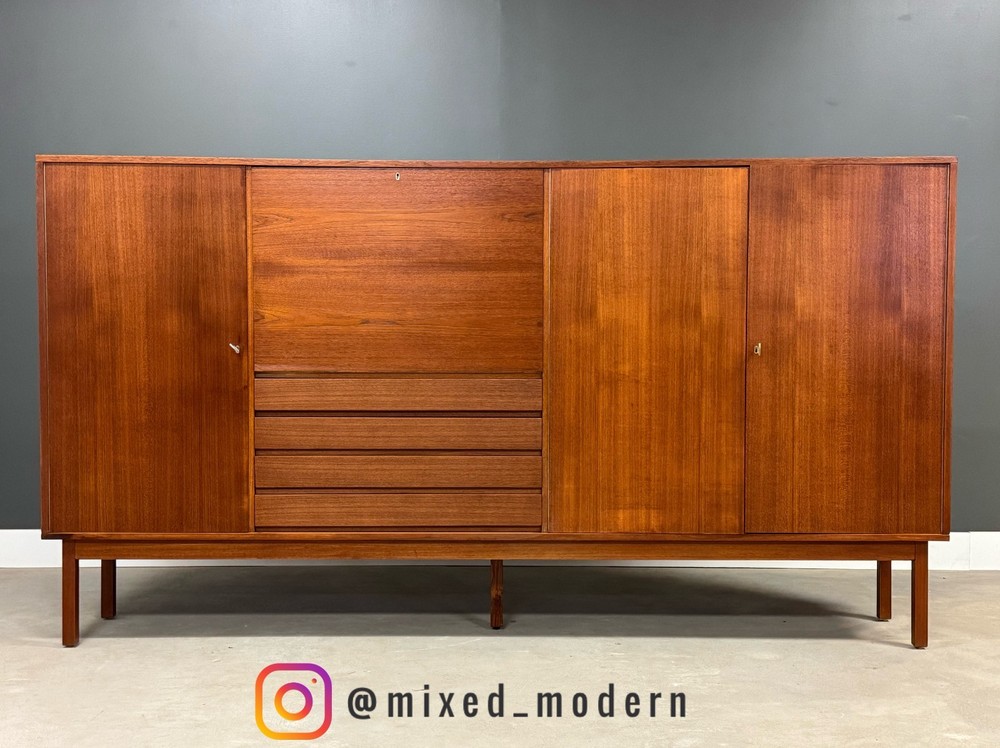 98” Danish Modern Teak Sideboard Credenza Highboard