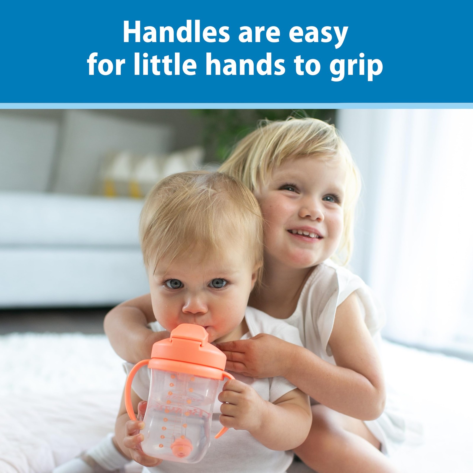 Milestones, Babys First Straw Cup Sippy Cup with Straw, 6m+, 9oz/270ml, Coral...