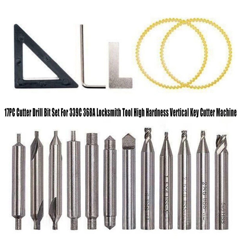17PCs Drill Bits Set For 368A Locksmith Tool Vertical Key Machine Cutter