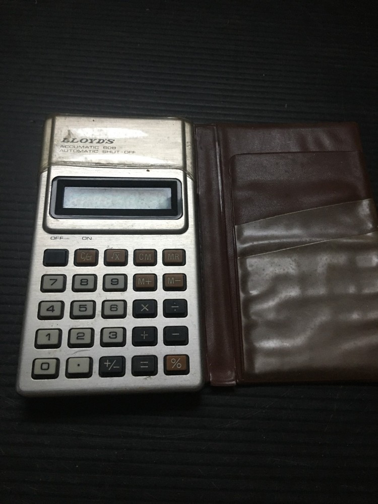 Vintage Lloyd’s Accumatic 608 Pocket Calculator with Protective Folding Case