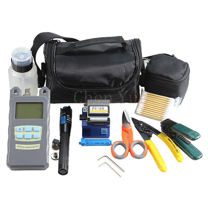 Fiber Optic FTTH Tool Kit Fiber Cleaver Optical Power Meter Visual Fault Locator