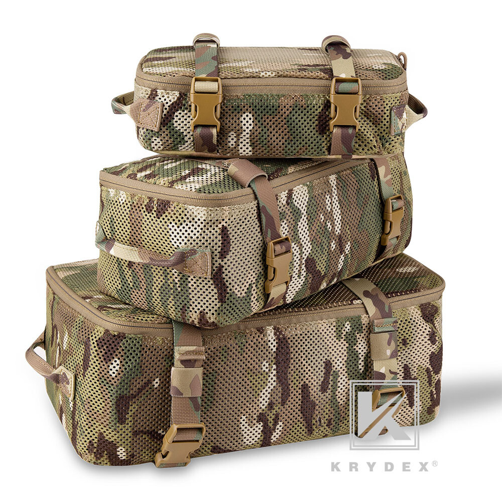 KRYDEX 3pcs Modular Packing Cubes Mesh Pack Organizer Outdoor Large Capacity Bag