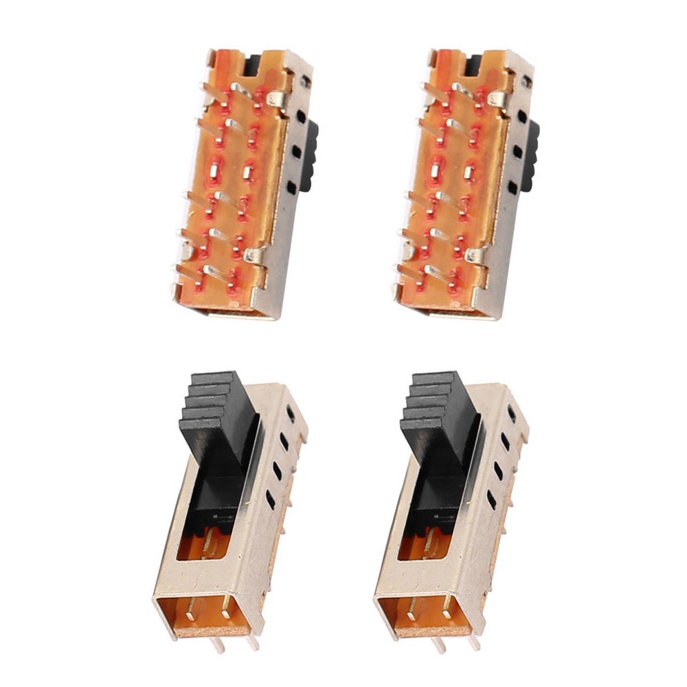 4 Position 10P 2P4T Panel Mount Micro Slide Switch Latching Power Switch, 5Pcs