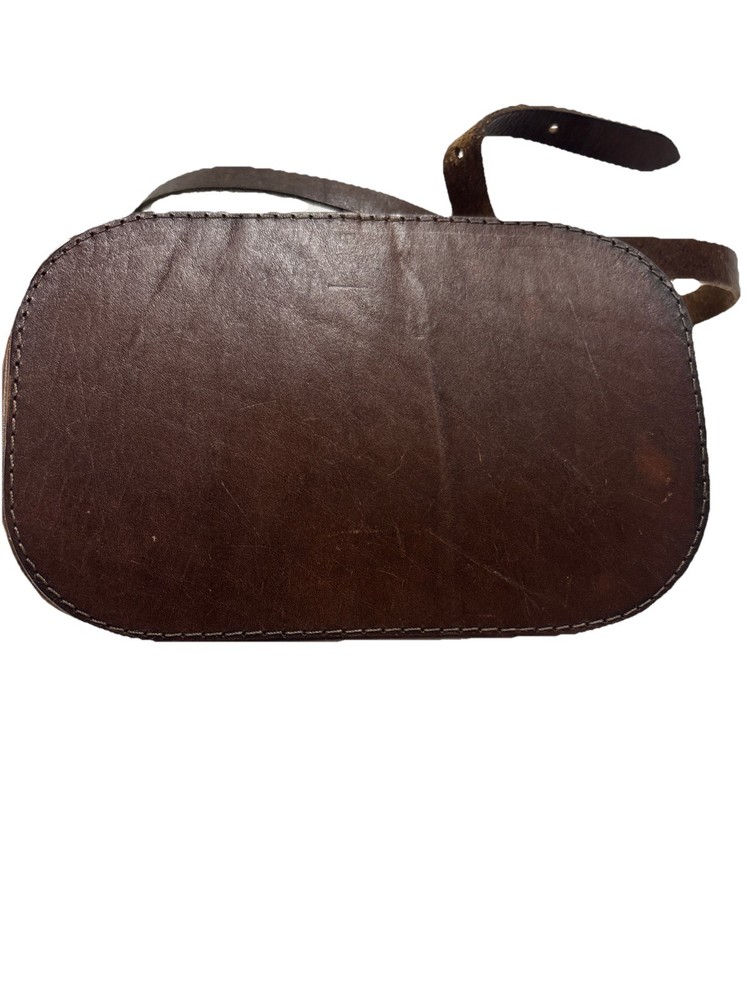 Handcrafted Leather Backpack - Embossed & Stitched Brown Drawstring Bag Vintage
