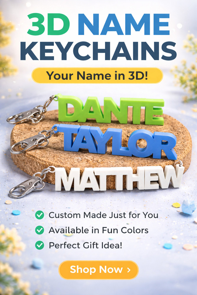 Personalized Name Keychain 3D Printed | Backpack & Luggage Tag | Custom Gift