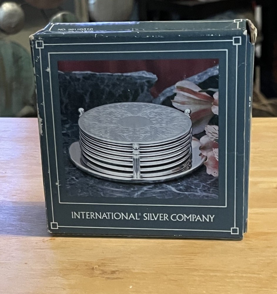Vintage Silver Plate Coaster Set. 7 Pc ( New)  International Silver Comp…