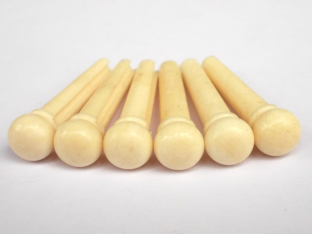 Guitar Bridge Pin Real Bone for Acoustic Classical 1 Set 6 Pcs