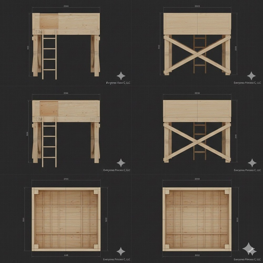DIY 8ft x 7ft Loft Bed /Storage Platform Plans - Lightweight Space-Saving Design