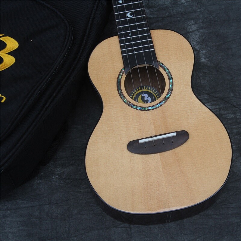 Bright Moon Solid Spruce Top Tenor Ukulele (Abalone Inlay)
