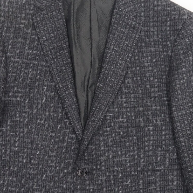 NEXT Mens Grey Plaid Wool Blend Suit Jacket Size 42