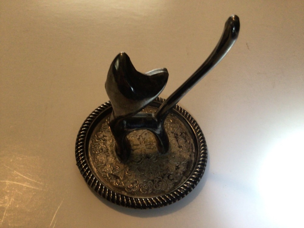 crystal and silver plate by leonard cat figurine