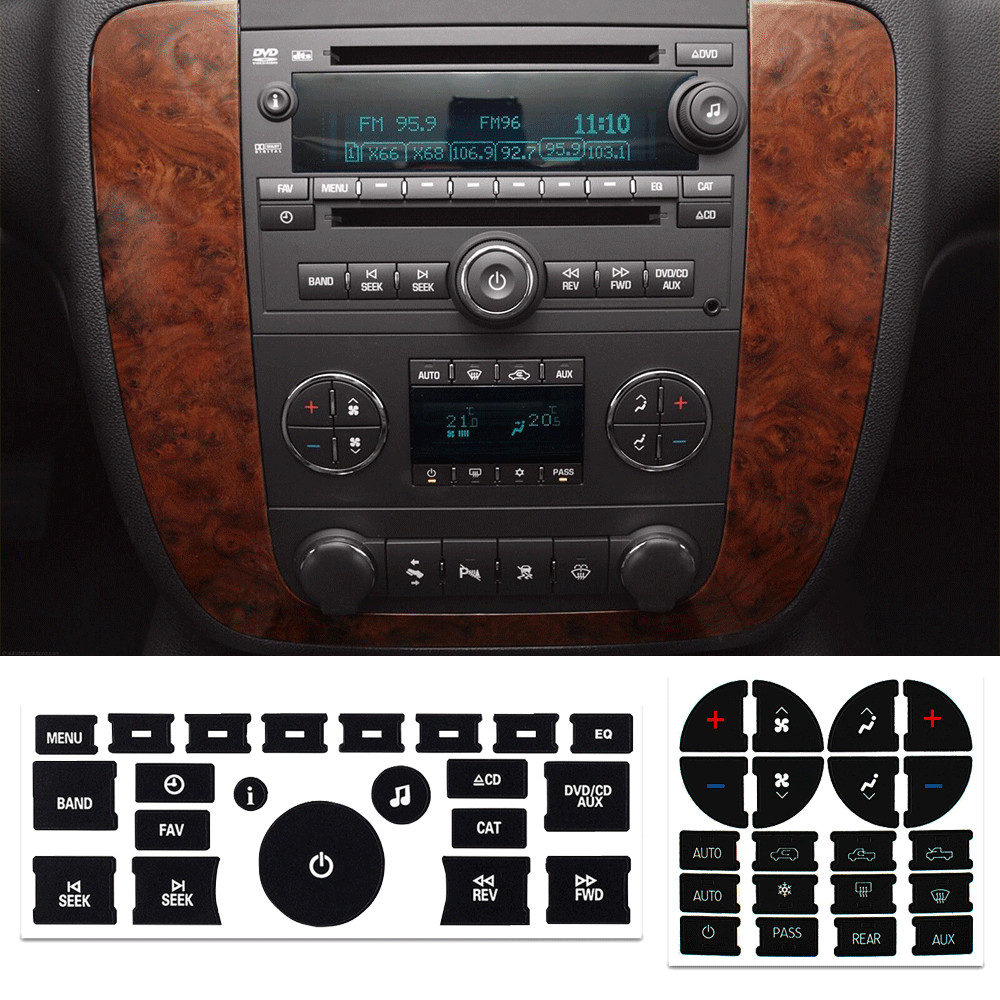 Black Vinyl AC Dash Button Repair Kit Decal Stickers Replacement for Chevy GMC