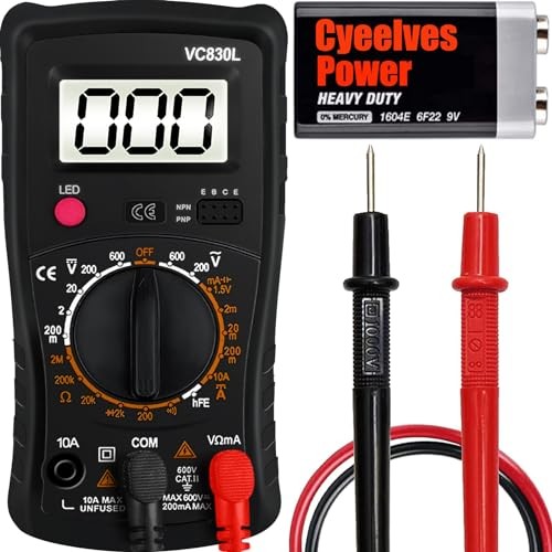 Digital Multimeter Pocket, Multifunction Battery Tester with Backlight Black