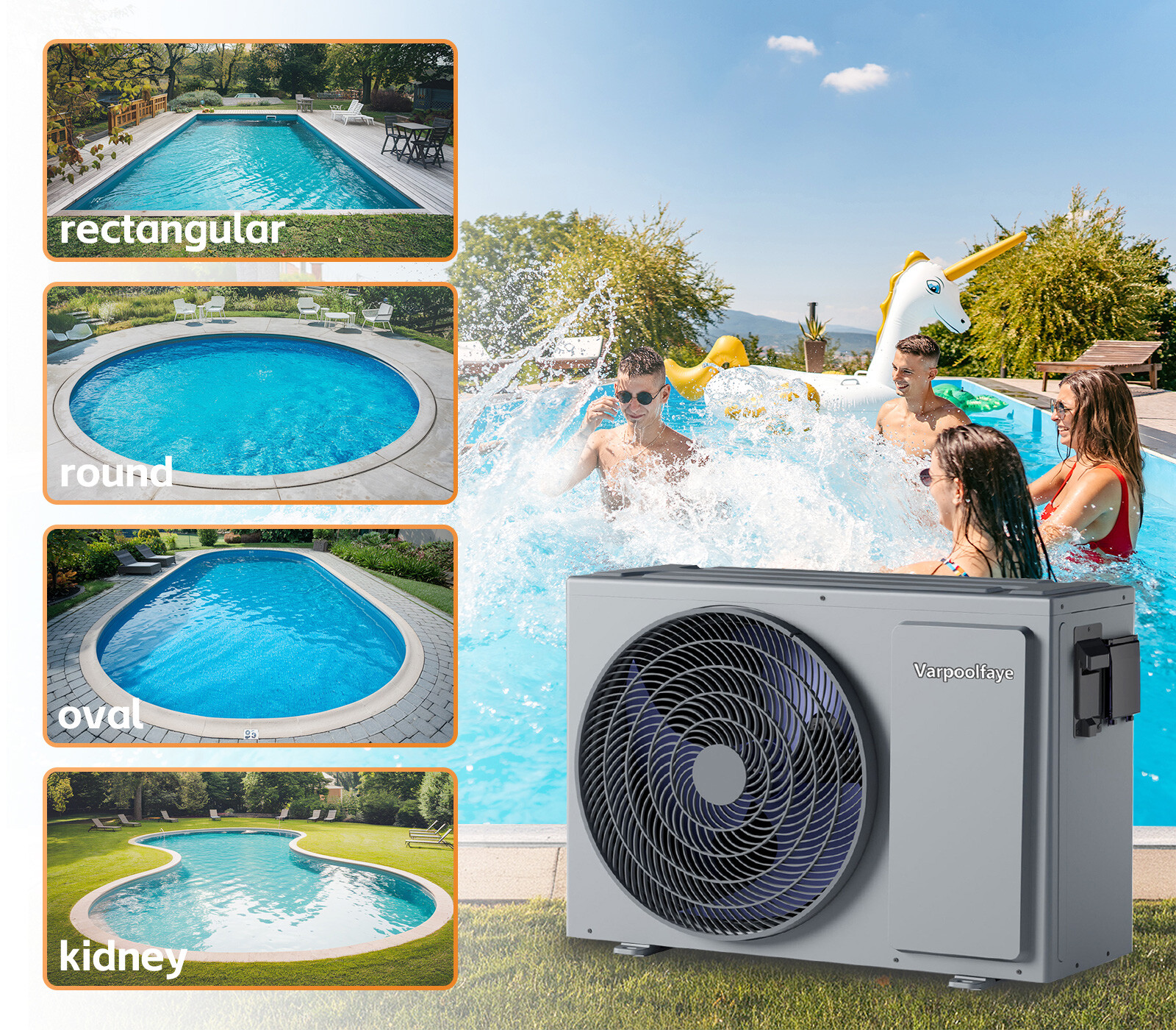 Varpoolfaye 27,000 BTU Pool Heater Heat Pump for Above Ground Pools Inground