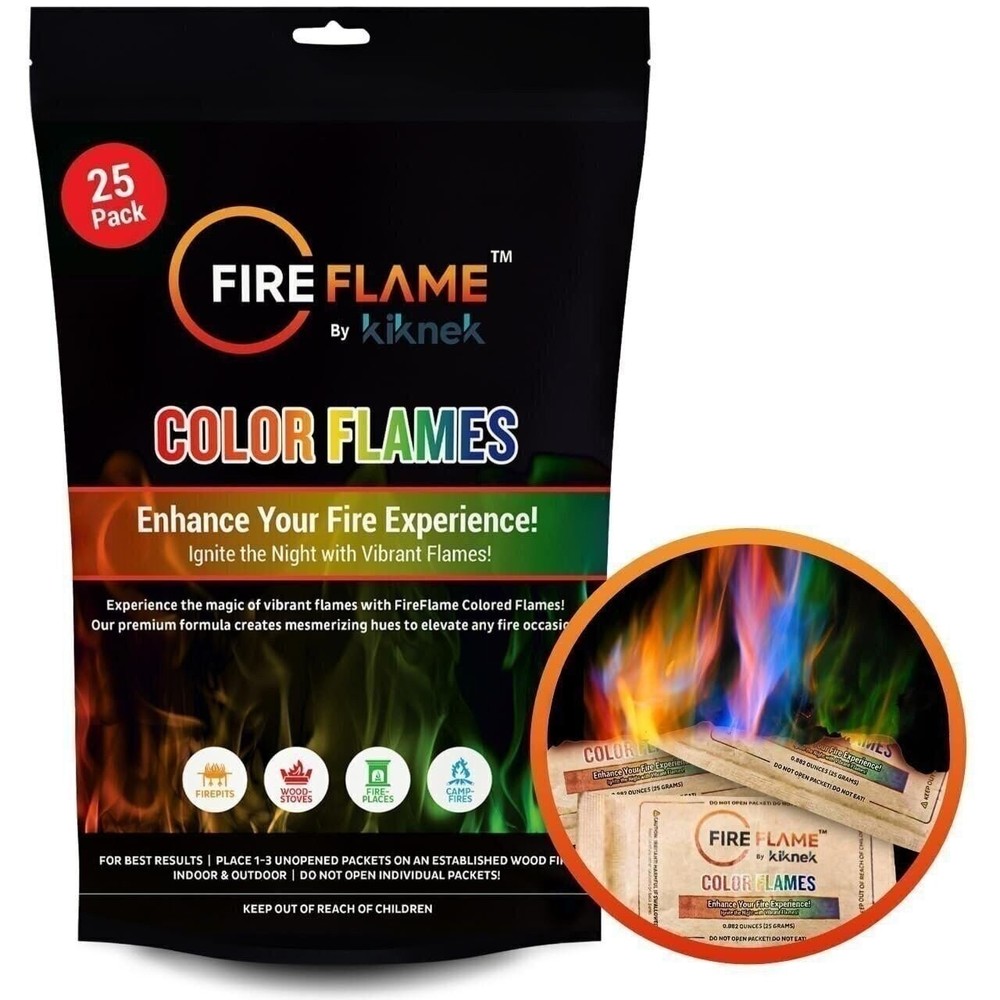 FireFlame Fire Color Changing Packets - Magic Color Fire Flames - 25 Pack