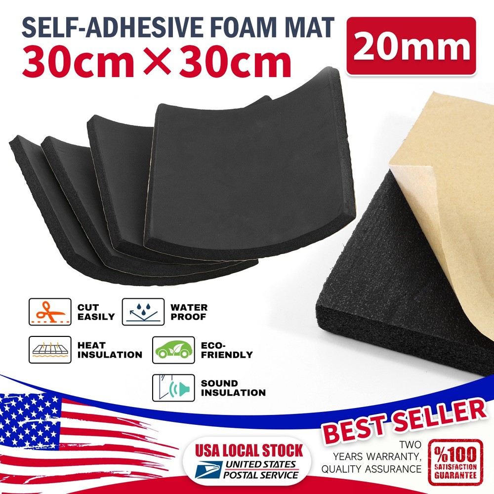 4PCS 12"x12" Black High Density Upholstery Foam Couch Mat Replacement Padding